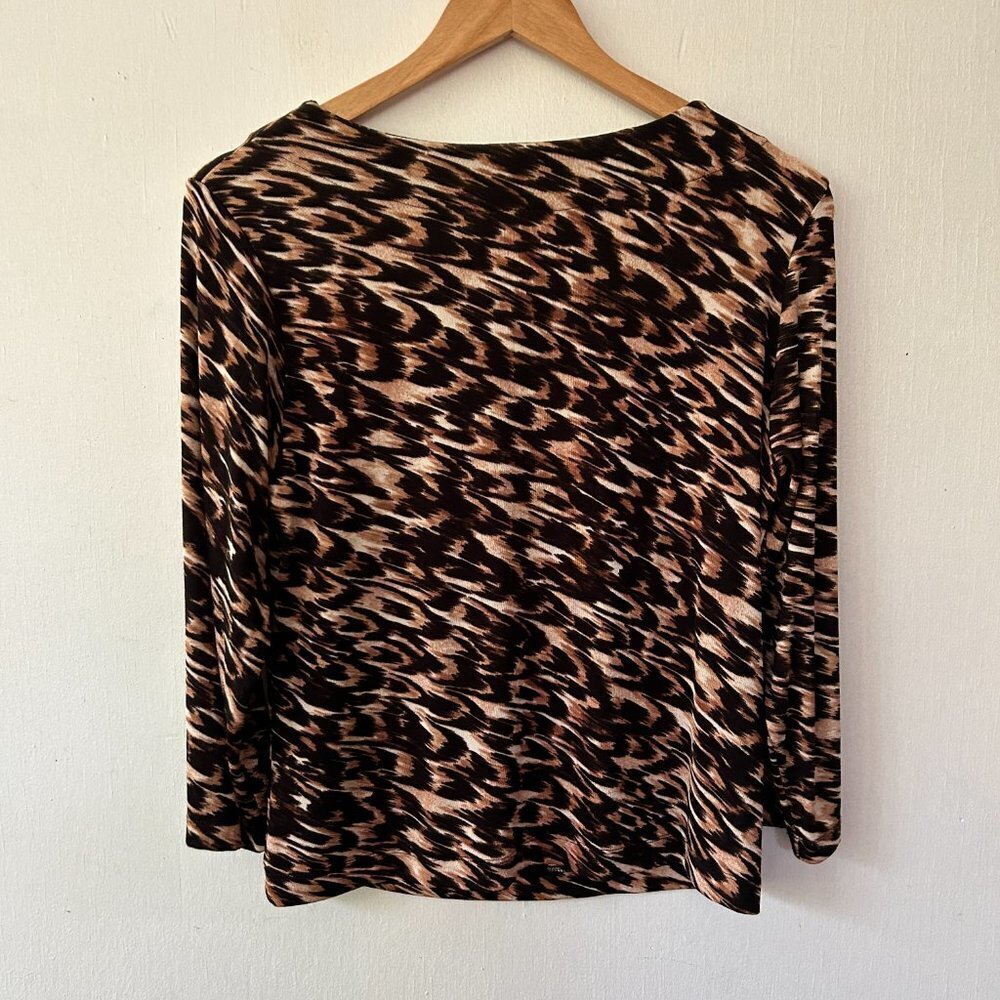 Chicos‎ Travelers Top Womens Small Animal Print Slinky Knit Chicos 1 Made in USA - Picture 5 of 5